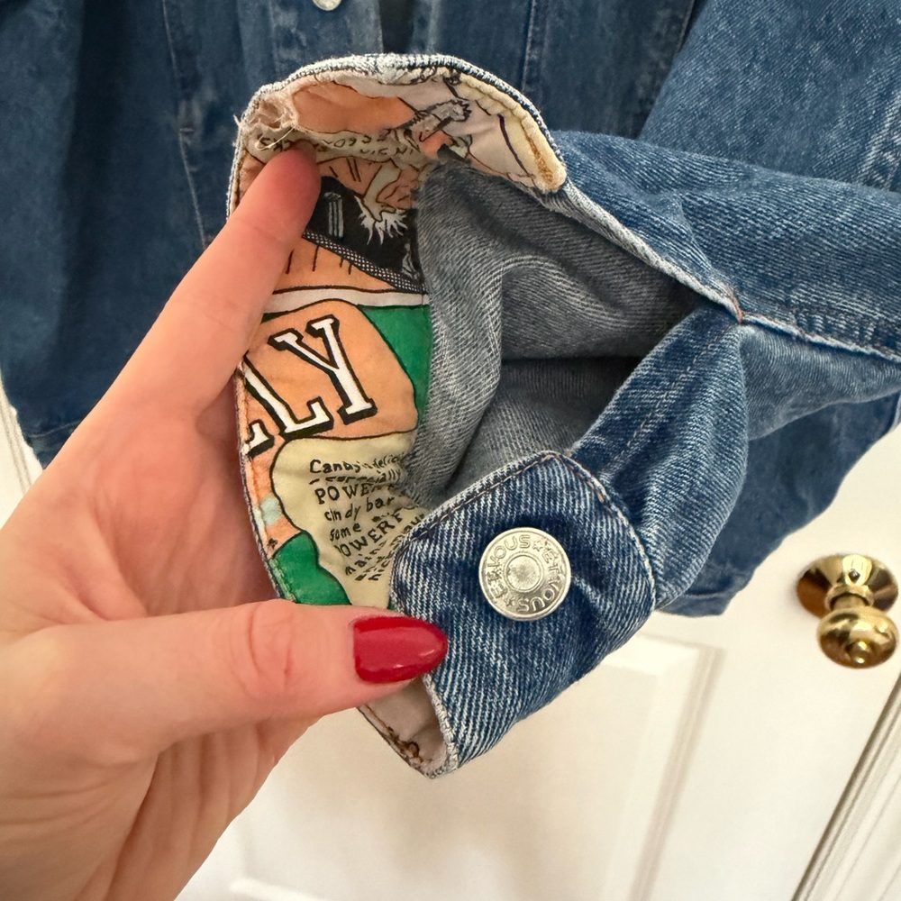 Vintage Et Vous Blue Denim Jacket, cartoon pattern - Picture 3 of 8